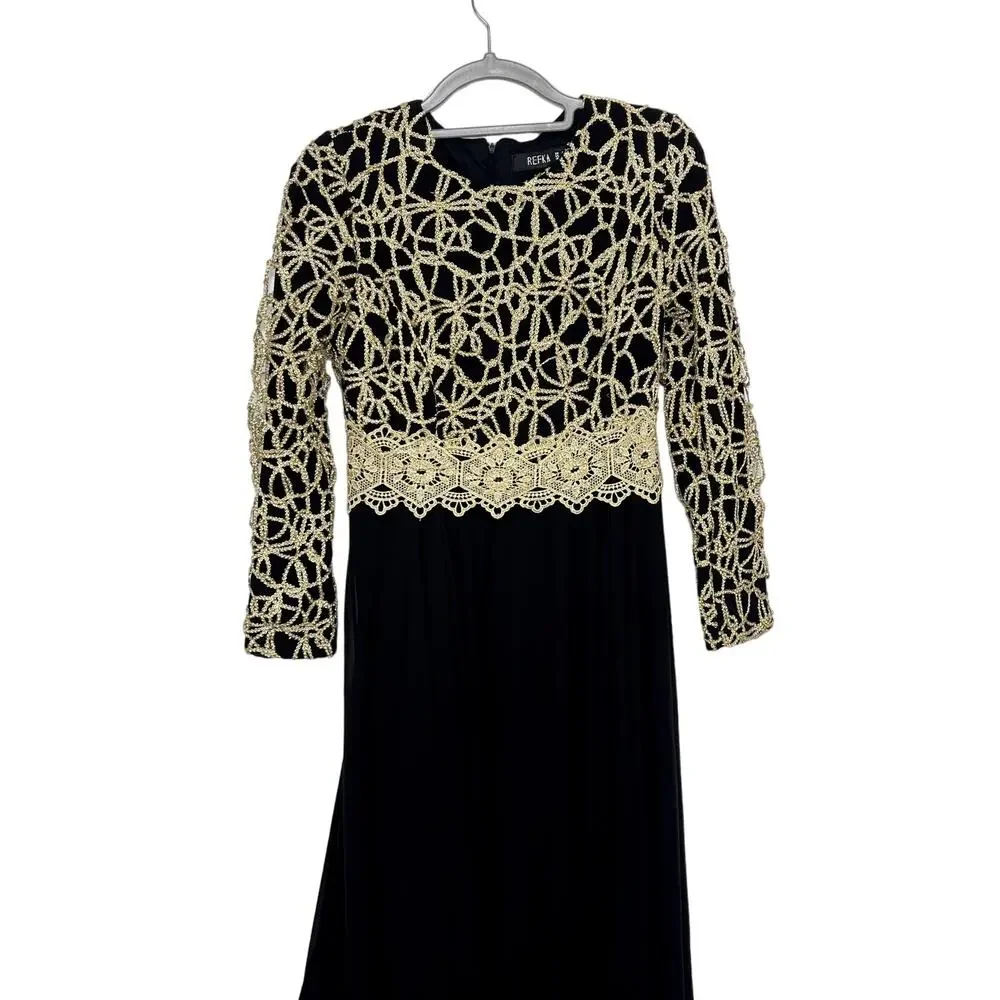 Women's Refka Gold and Black Long Sleeve Maxi Dress size 9 - Picture 3 of 6